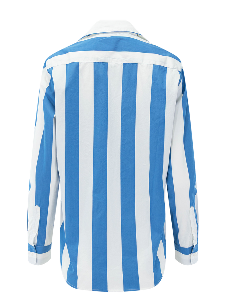 eileen in wide blue stripe