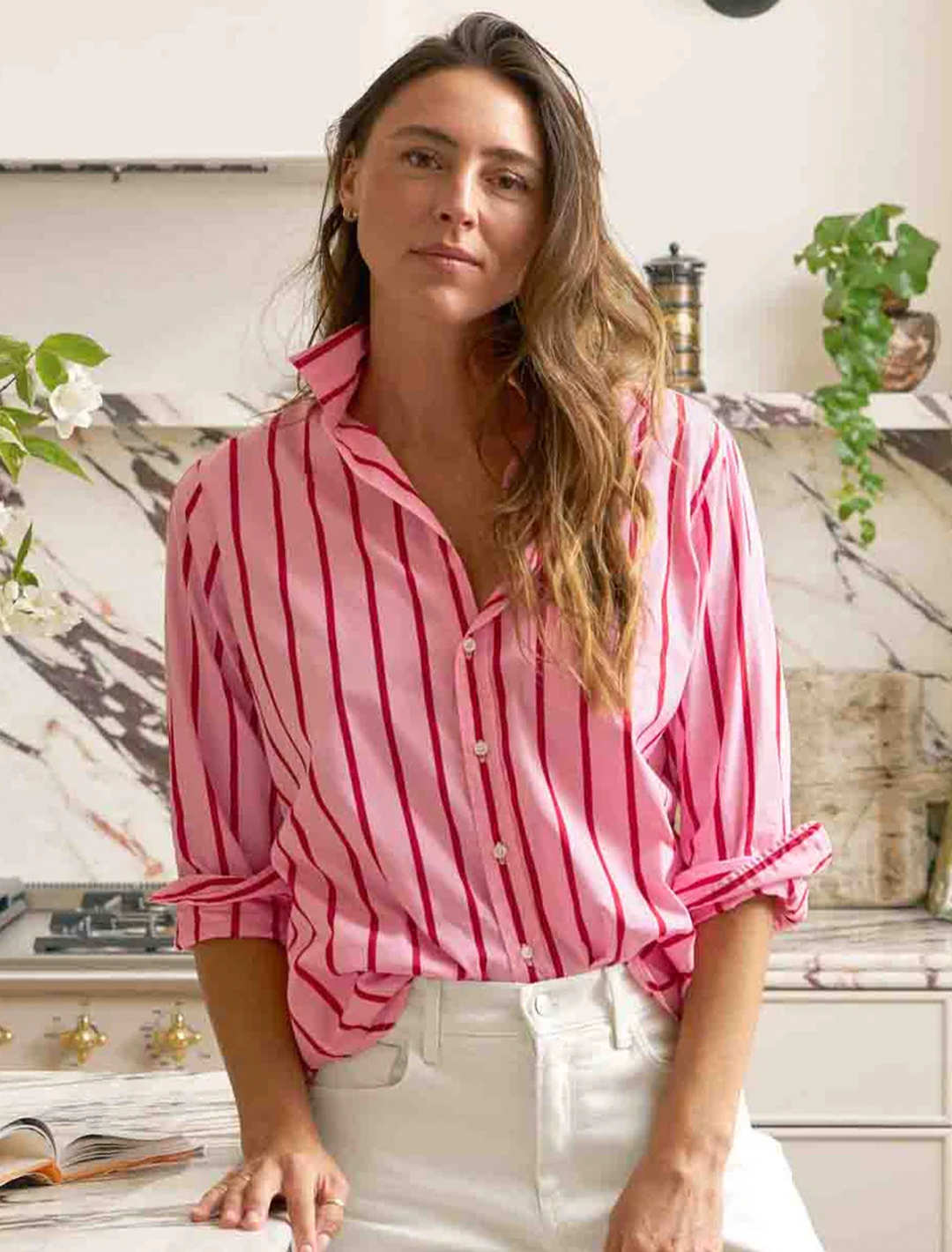 eileen in pink and red stripe