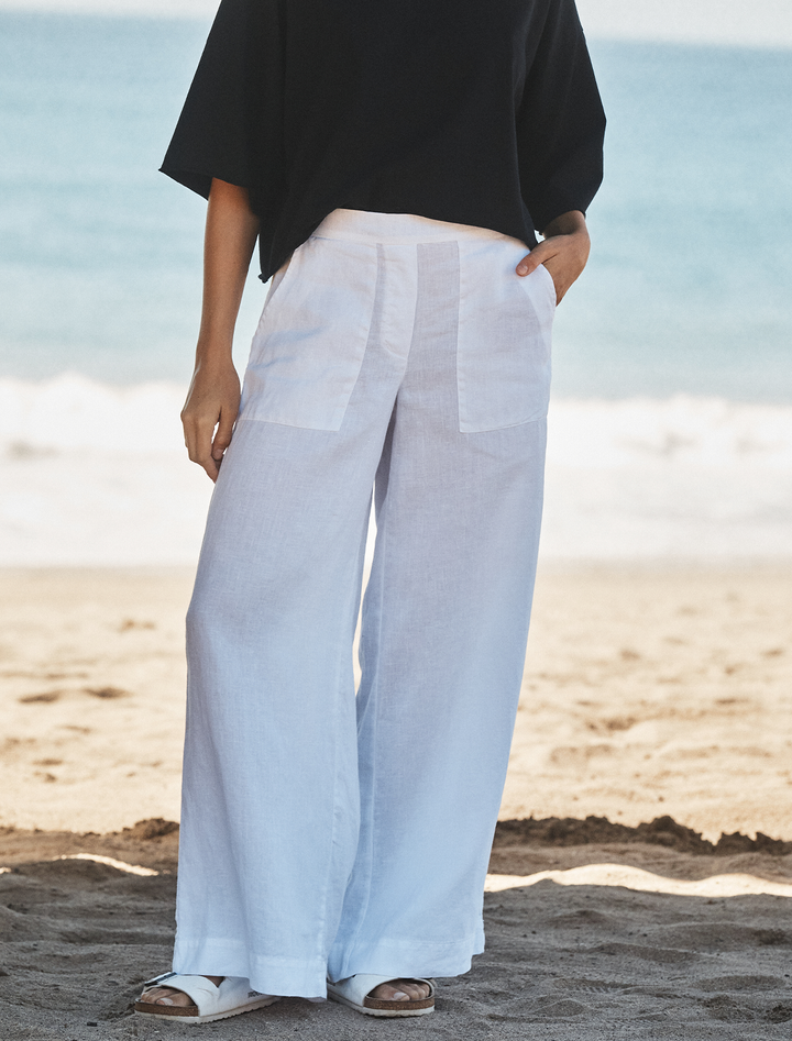 madeline linen pant in white