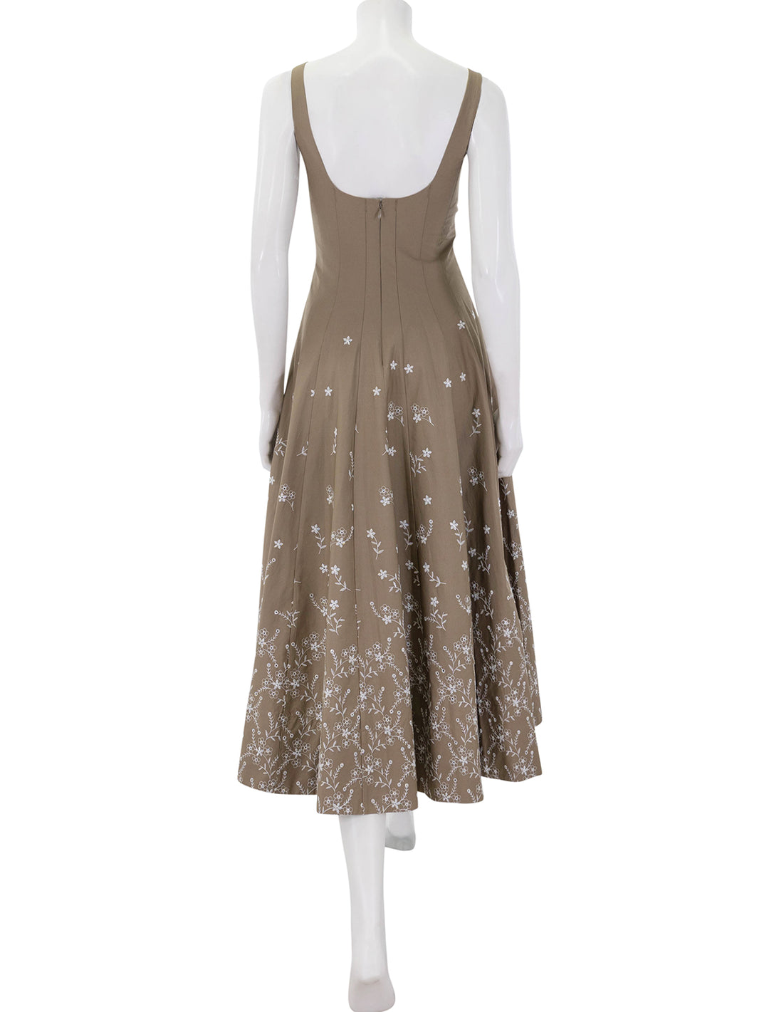 wells dress in taupe floral embroidery