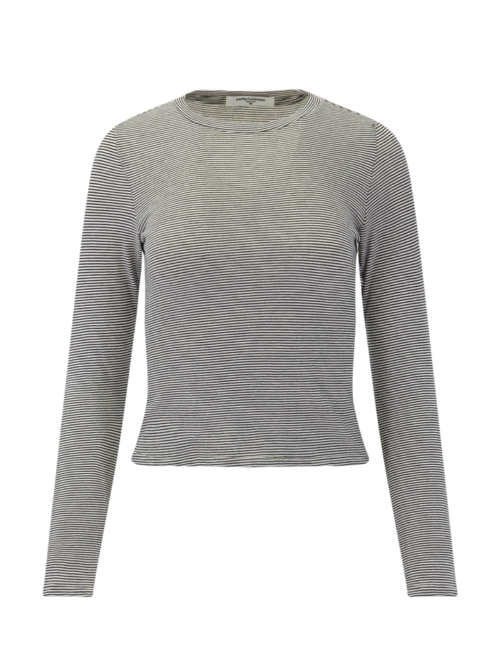 jamie crewneck long sleeve in ivory and black stripe