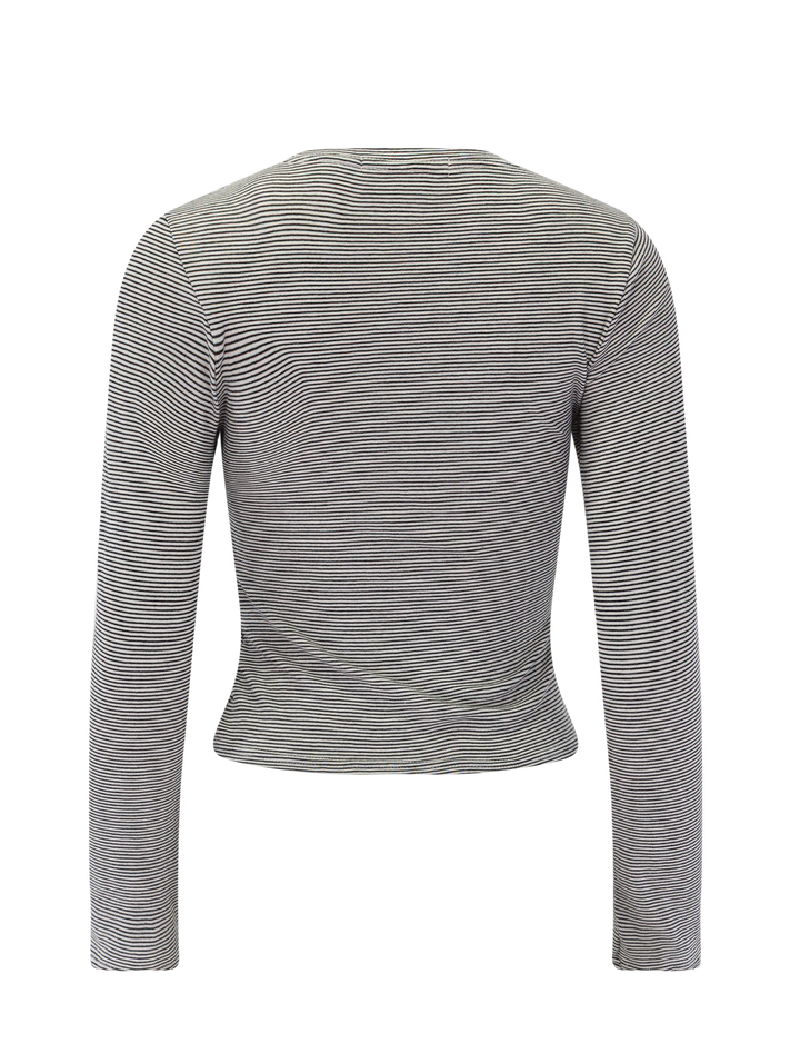jamie crewneck long sleeve in ivory and black stripe