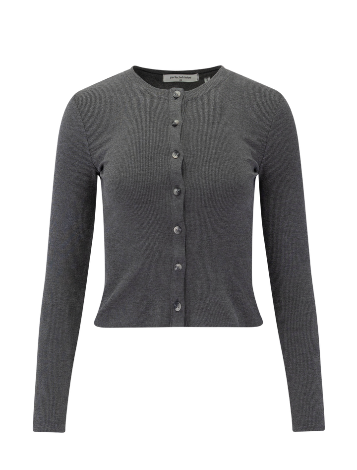 maureen luxe rib cardigan in charcoal