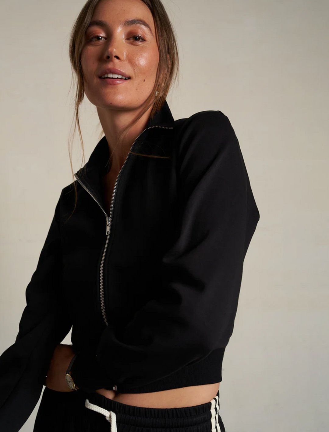 milana travel track jacket in black