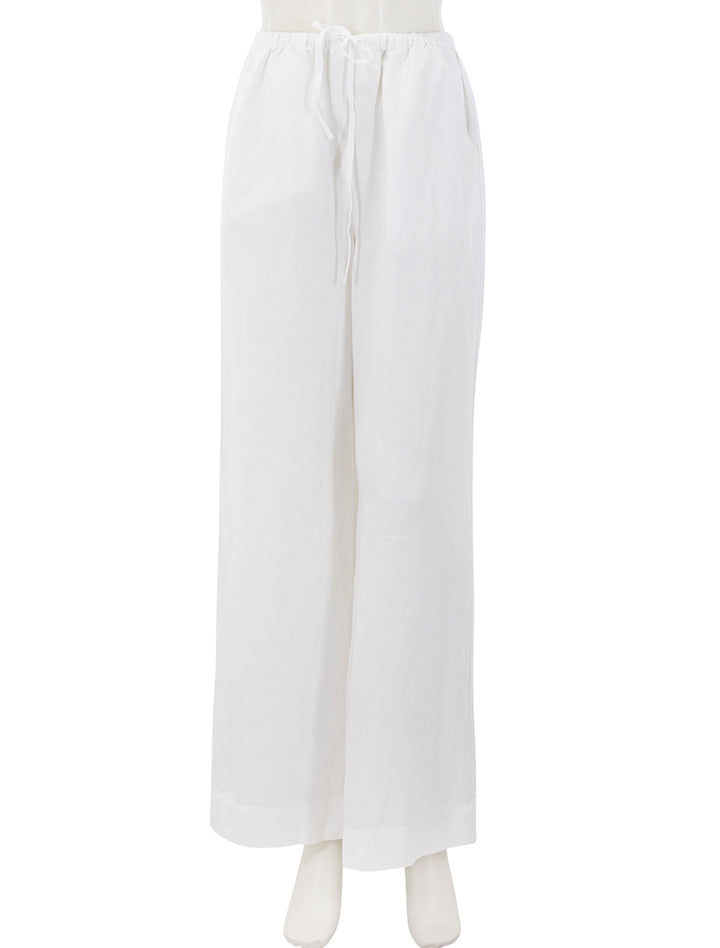 linen drawstring pant in white