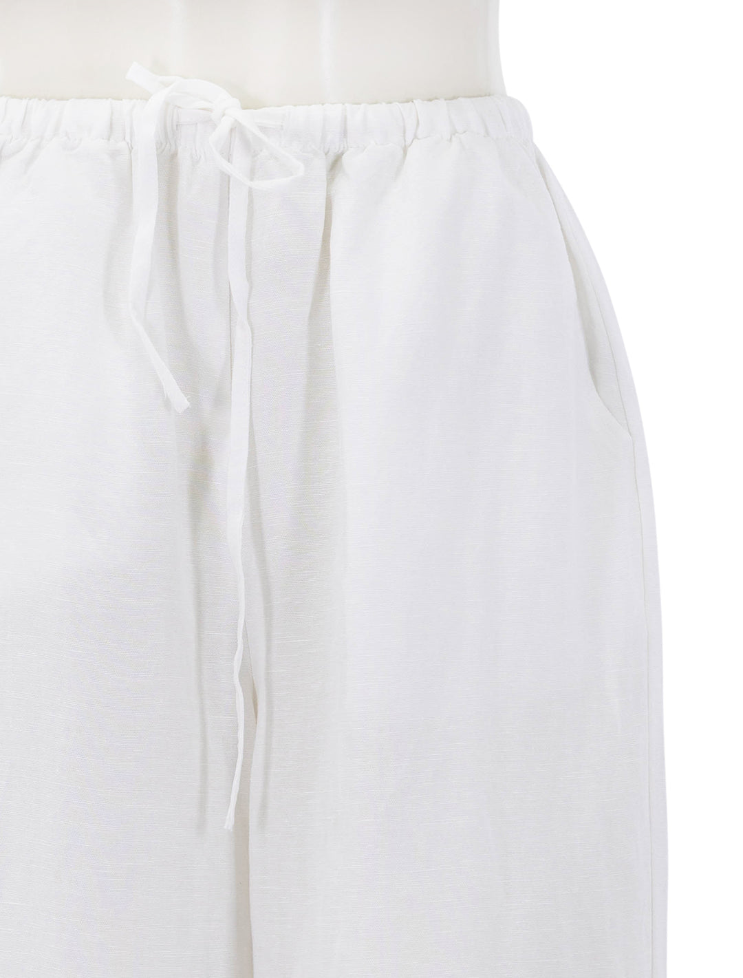 linen drawstring pant in white