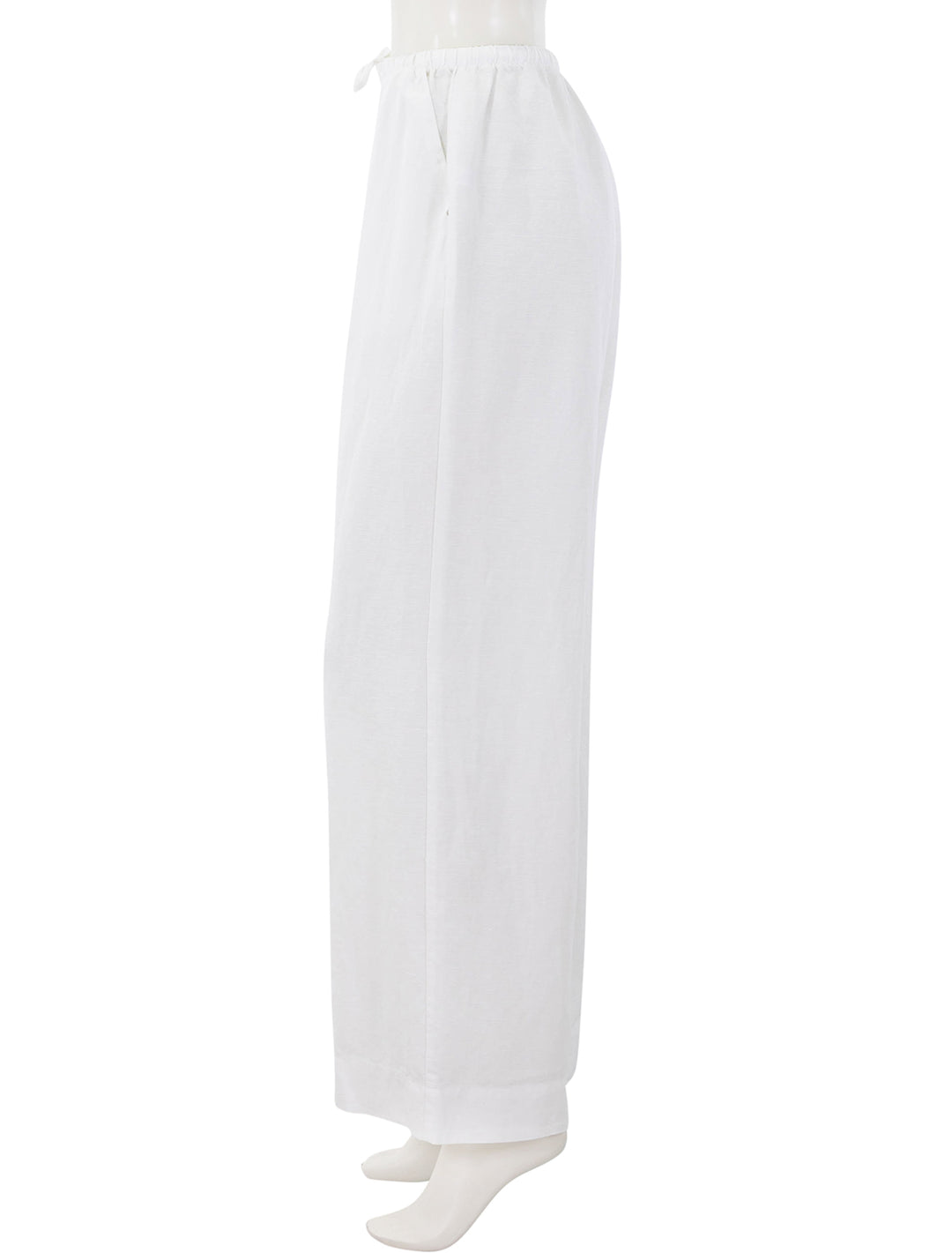 linen drawstring pant in white