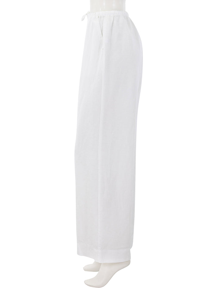 linen drawstring pant in white