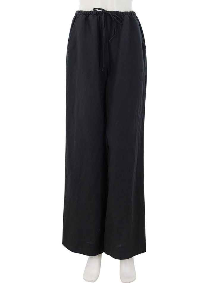 linen drawstring pant in black