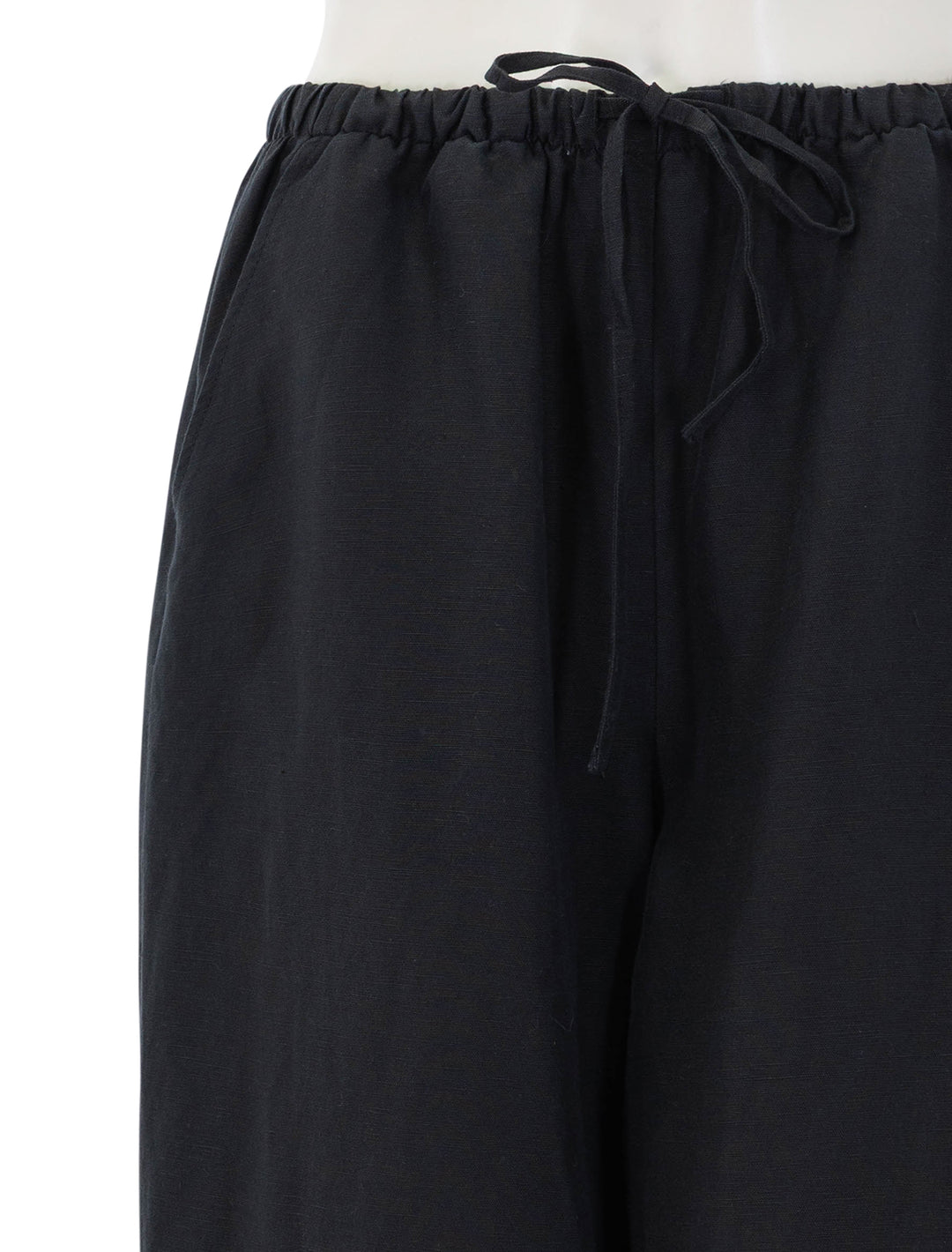 linen drawstring pant in black