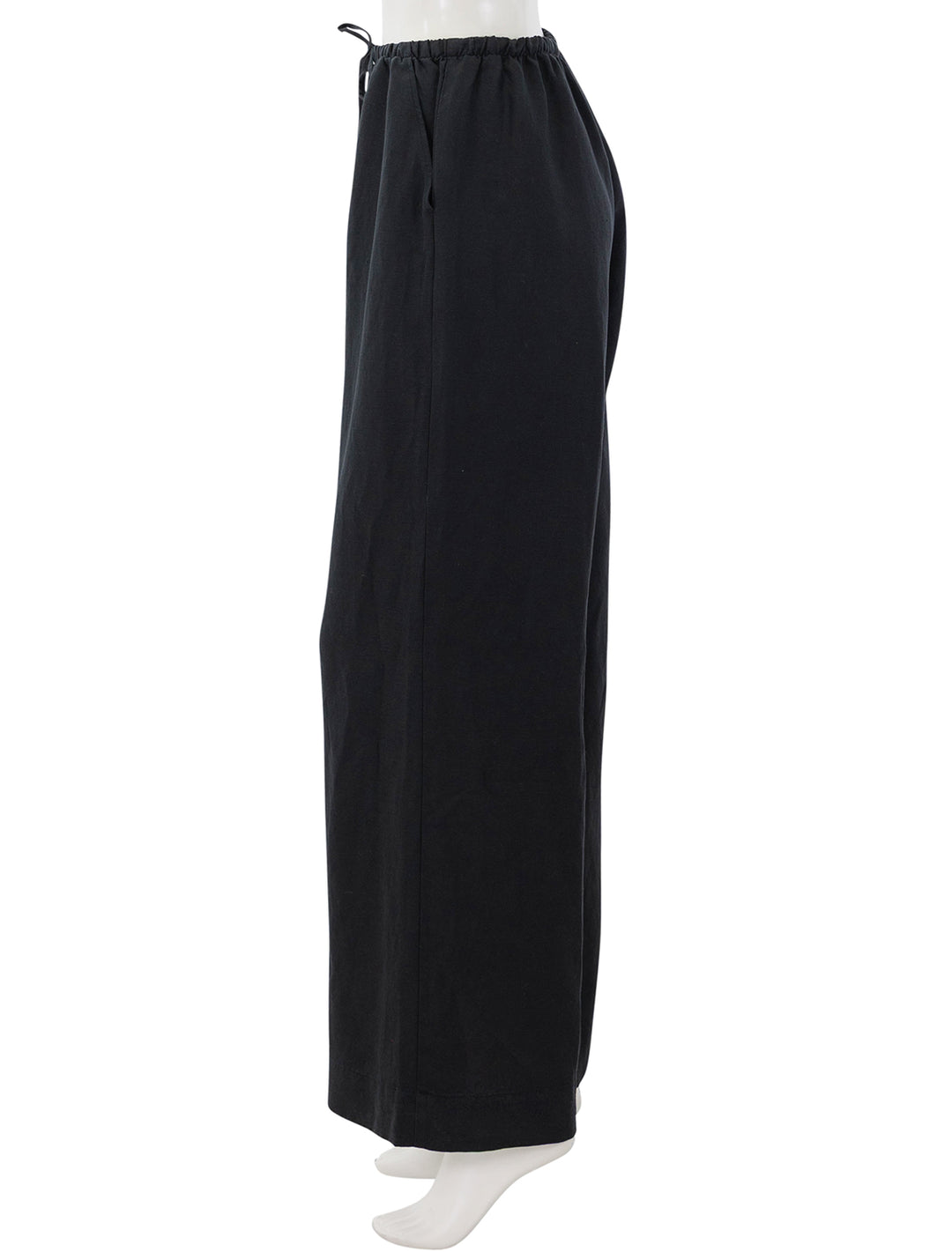 linen drawstring pant in black
