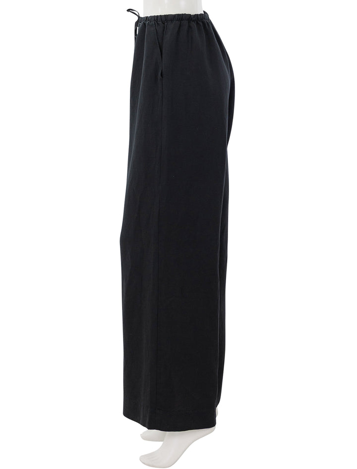 linen drawstring pant in black