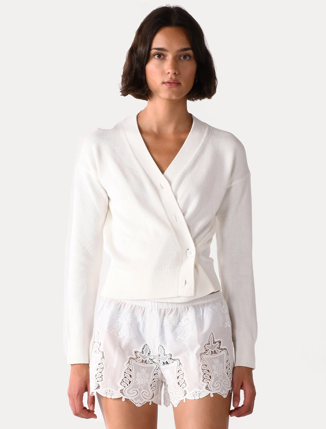 the wrap cardigan in white