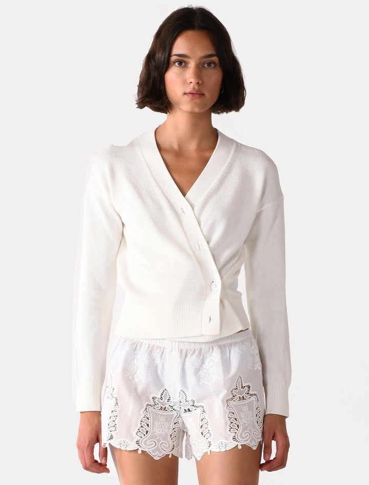 the wrap cardigan in white