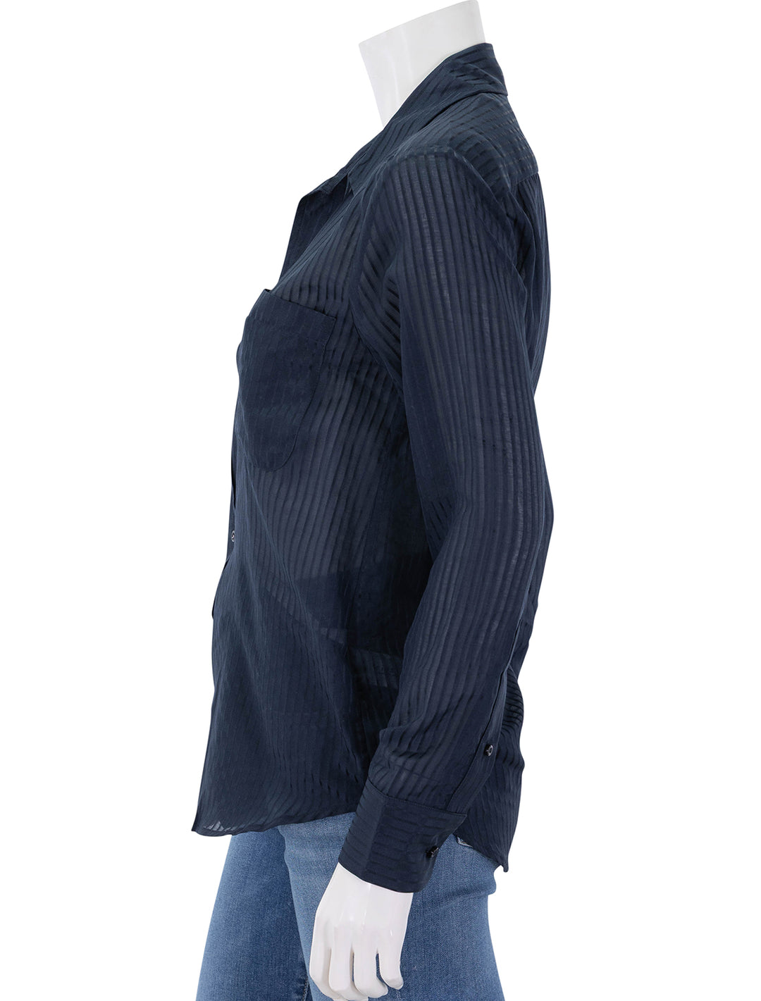 the men's shirt in cotton silk blend navy sheer