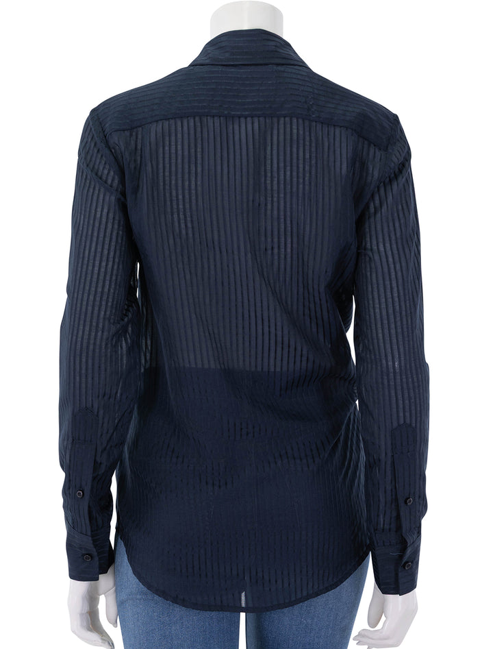 the men's shirt in cotton silk blend navy sheer