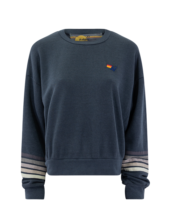 rugby stitch crew sweatshirt in charcoal