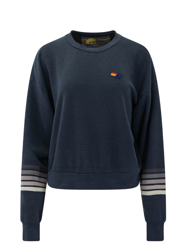 rugby stitch crew sweatshirt in charcoal
