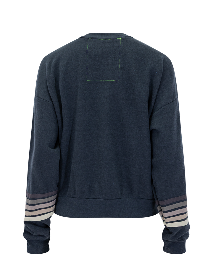 rugby stitch crew sweatshirt in charcoal