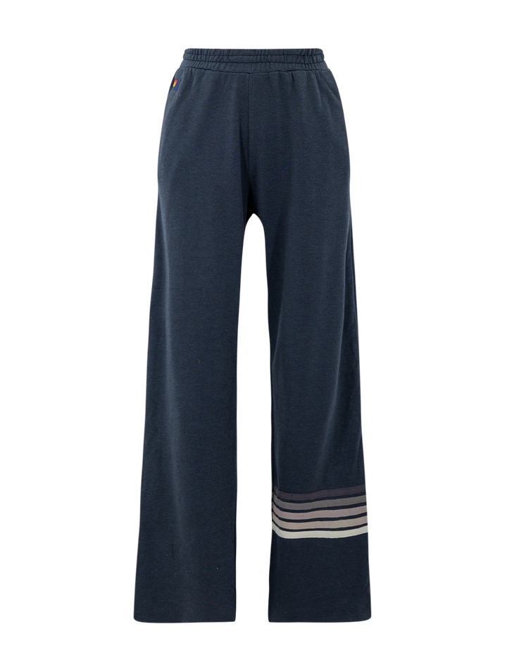 rugby stripe wide leg sweatpants in charcoal
