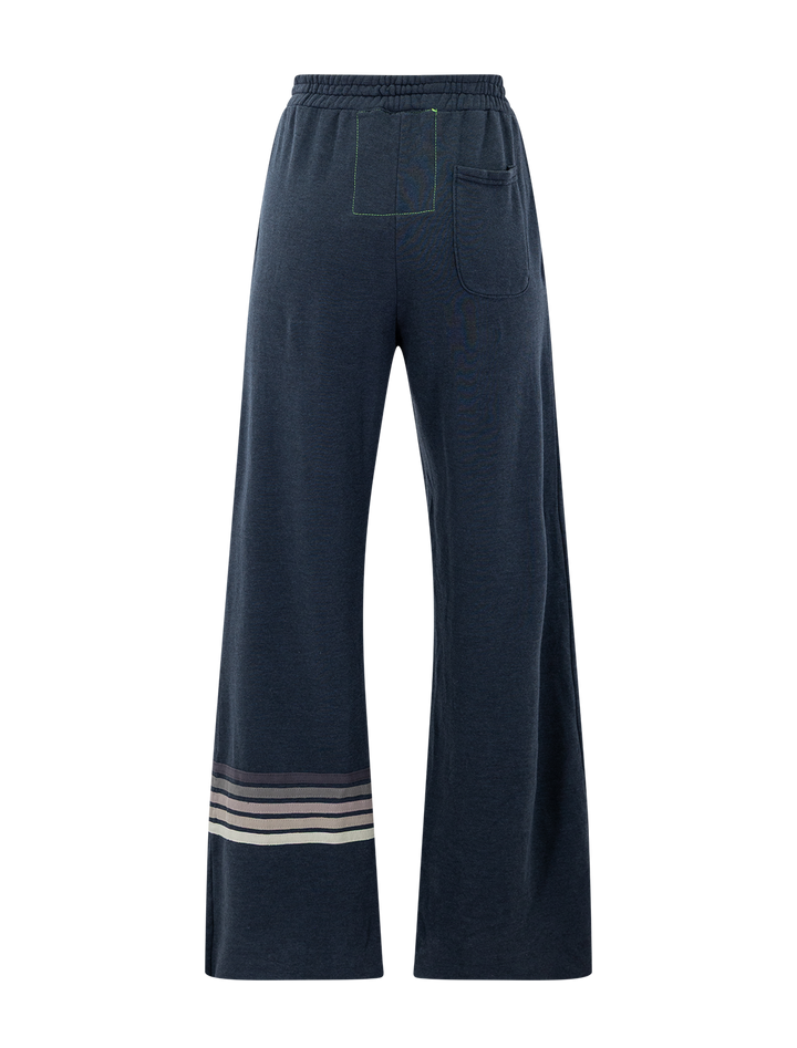 rugby stripe wide leg sweatpants in charcoal