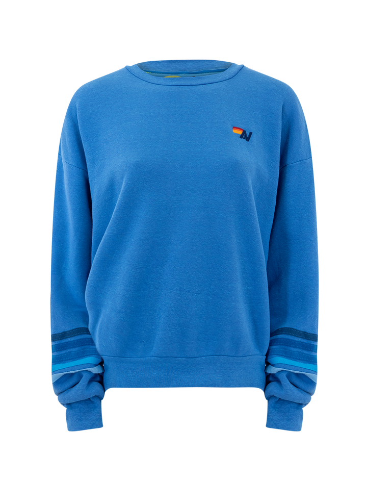 rugby stitch crew sweatshirt in cobalt
