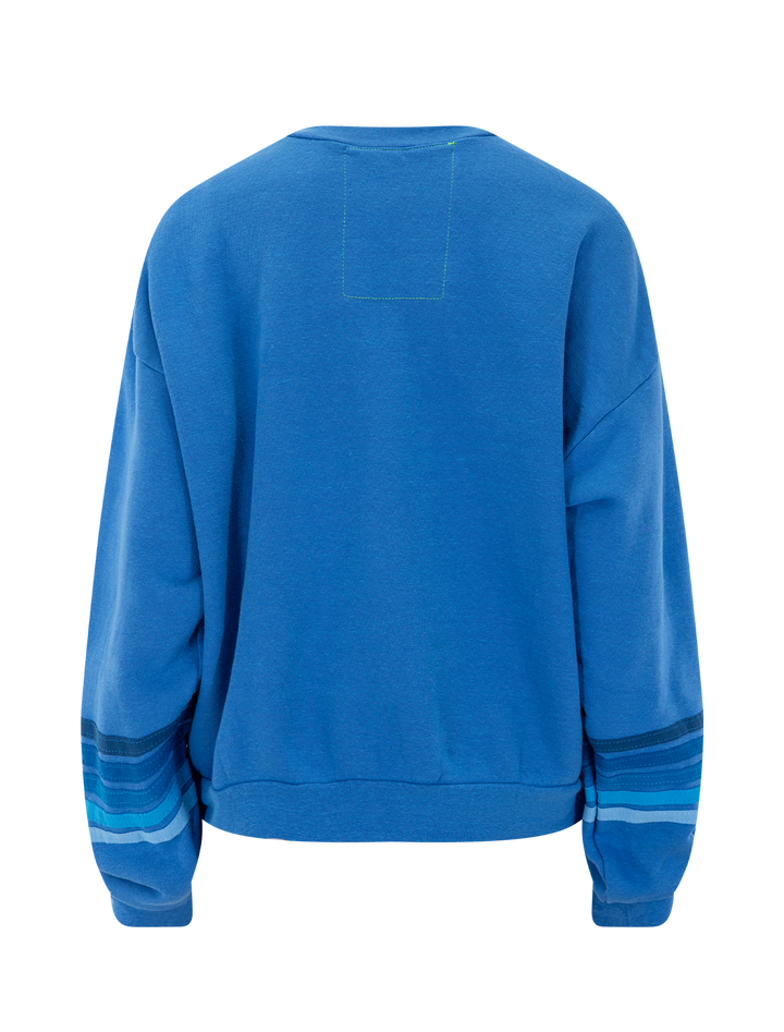 rugby stitch crew sweatshirt in cobalt