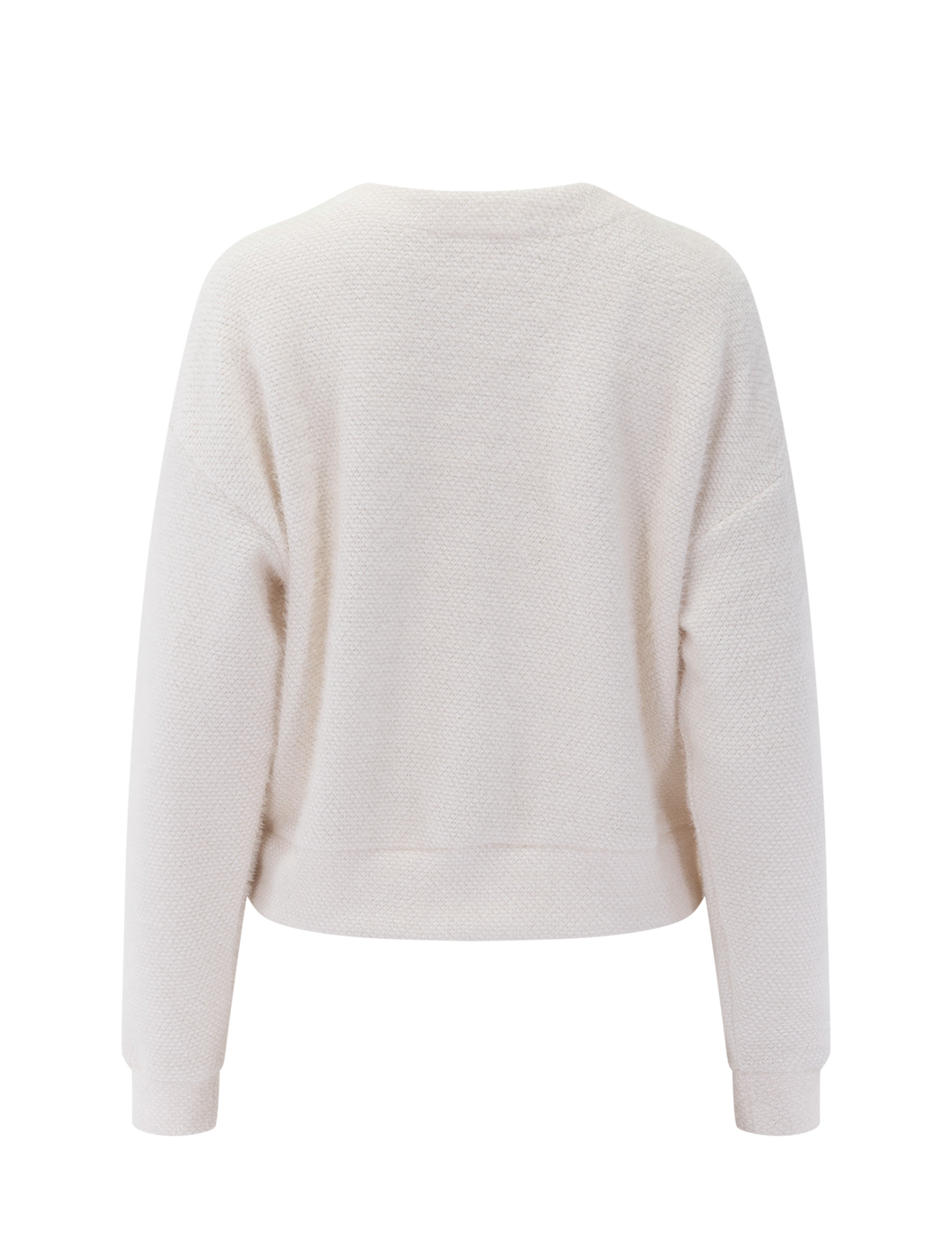 fallon fuzzy crewneck sweater in white