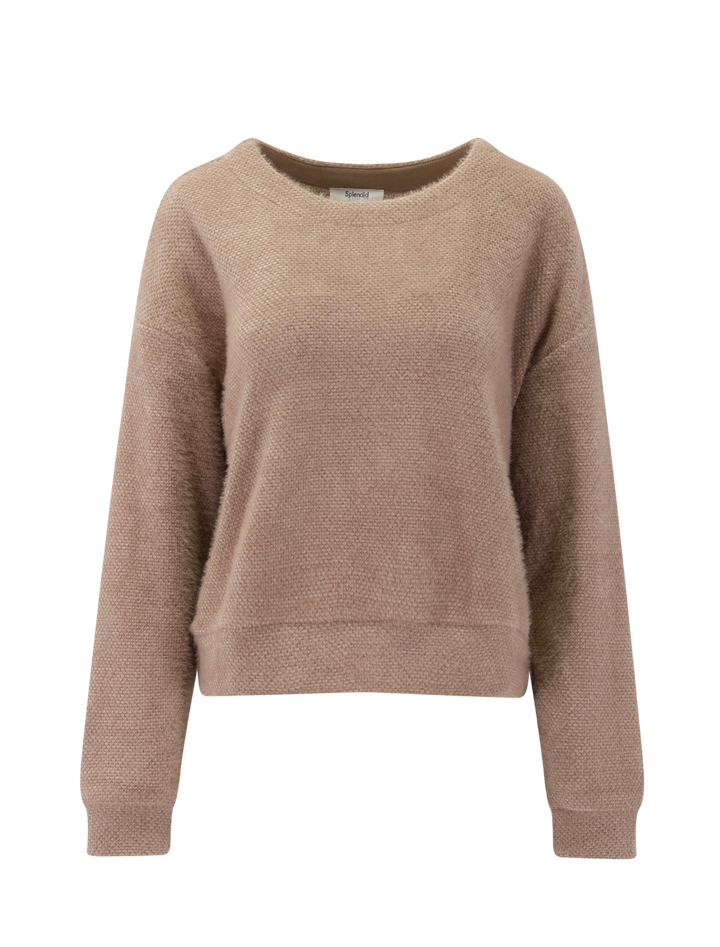 fallon fuzzy crewneck sweater in macchiato