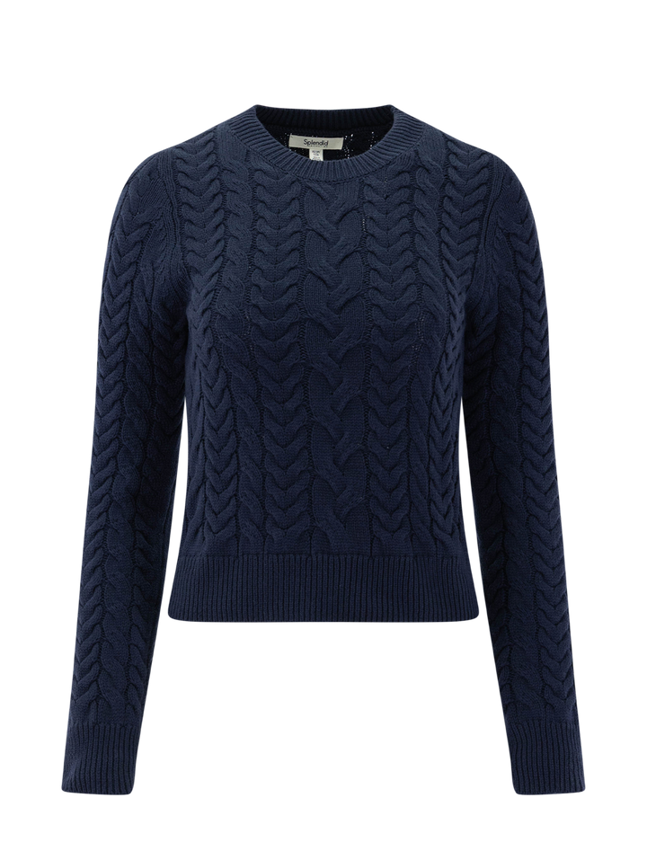 annabella cable sweater in navy