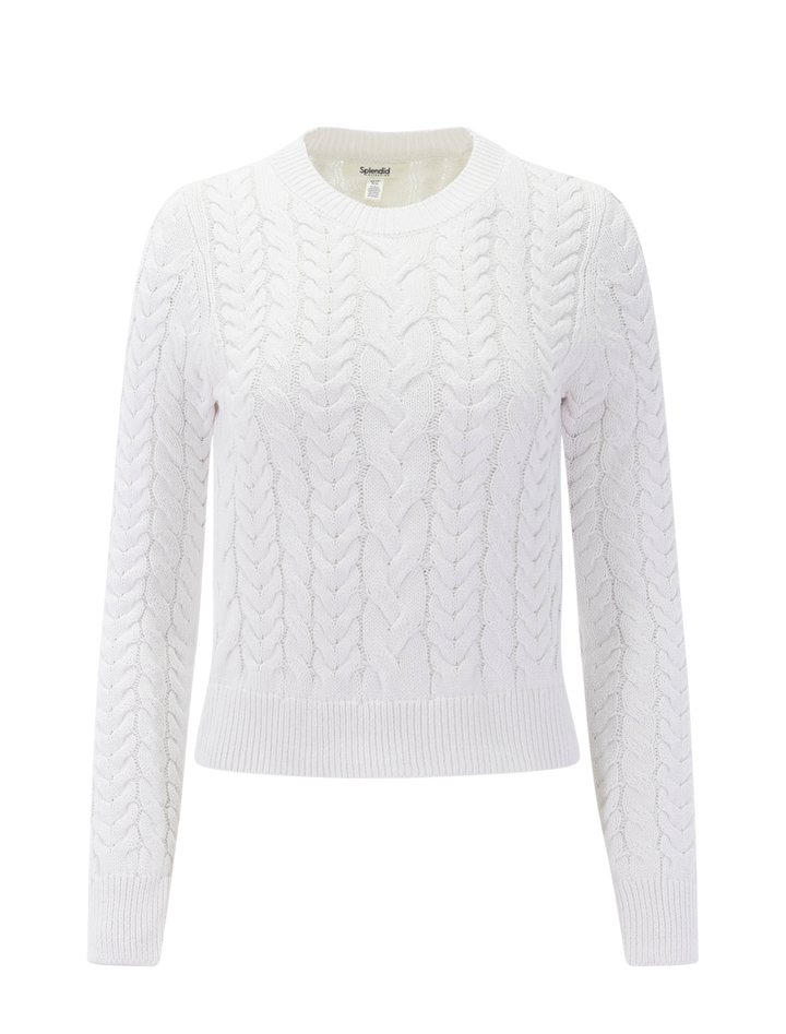 annabella cable sweater in white
