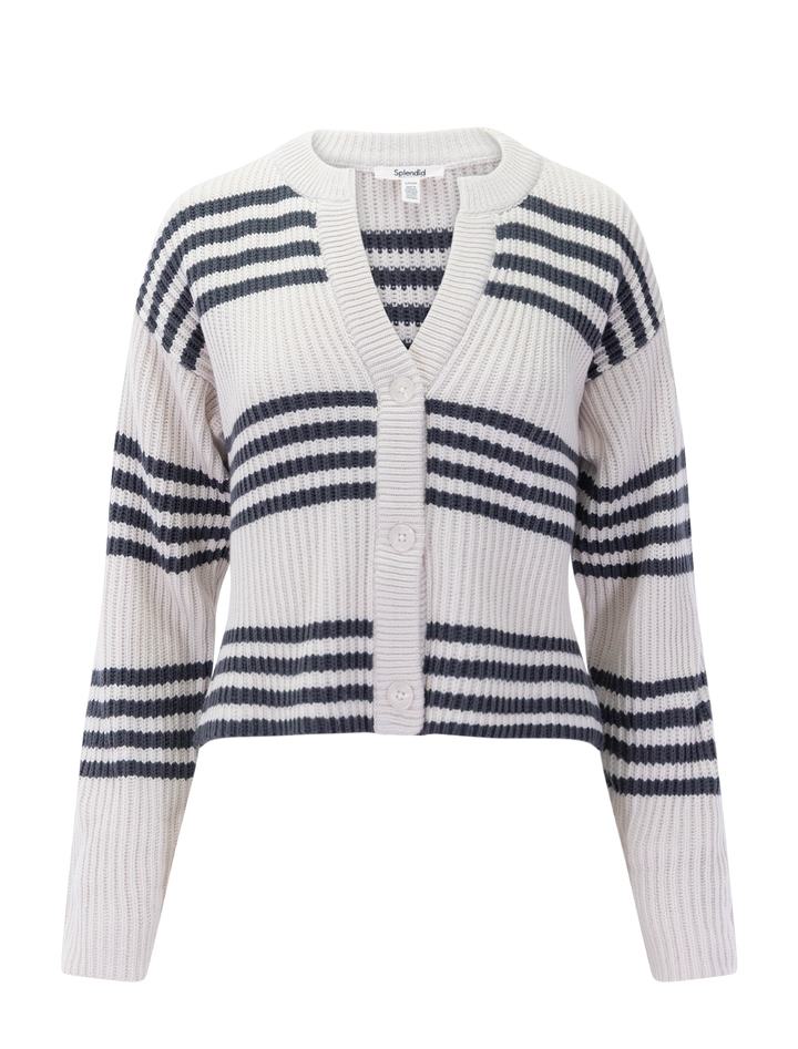 alexandra stripe cardigan in moonstone and ink stripe