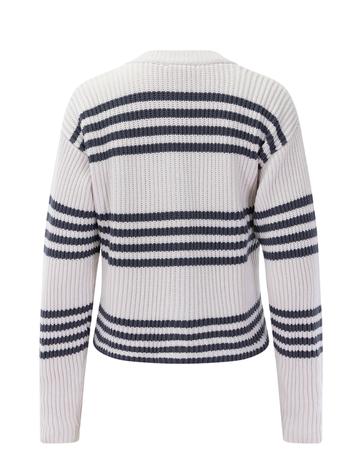 alexandra stripe cardigan in moonstone and ink stripe