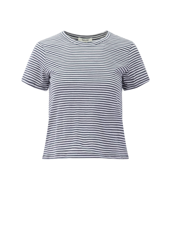 louisa short sleeve tee in ink and white stripe