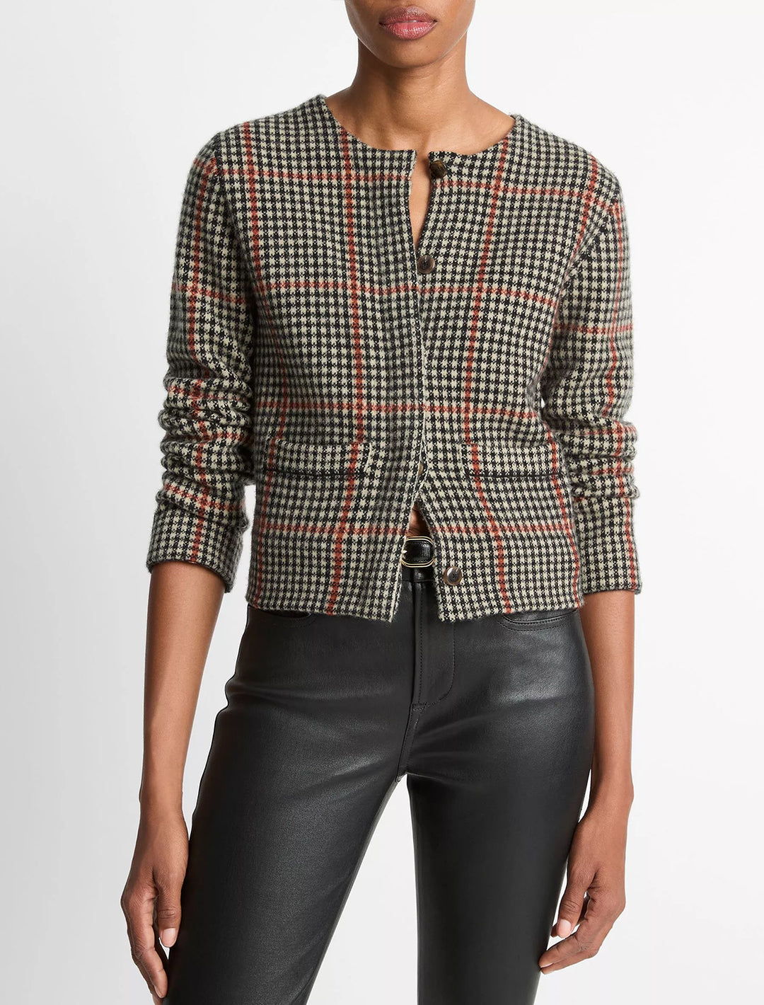 intarsia glen plaid jacket