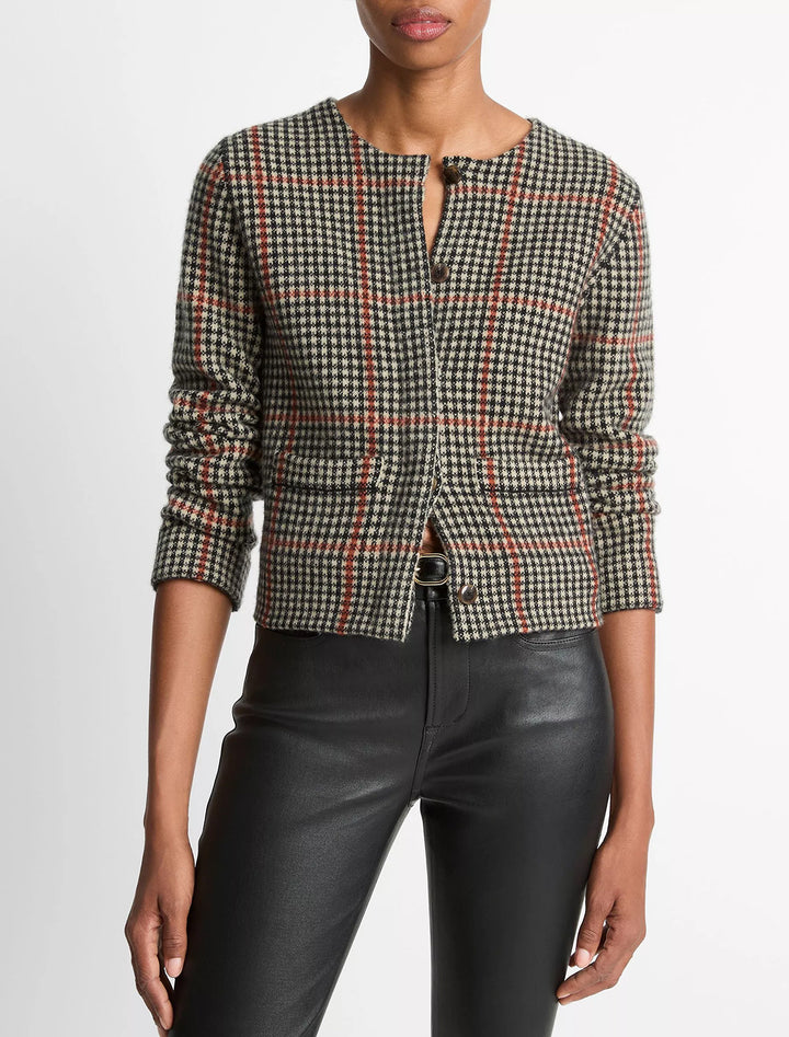 intarsia glen plaid jacket