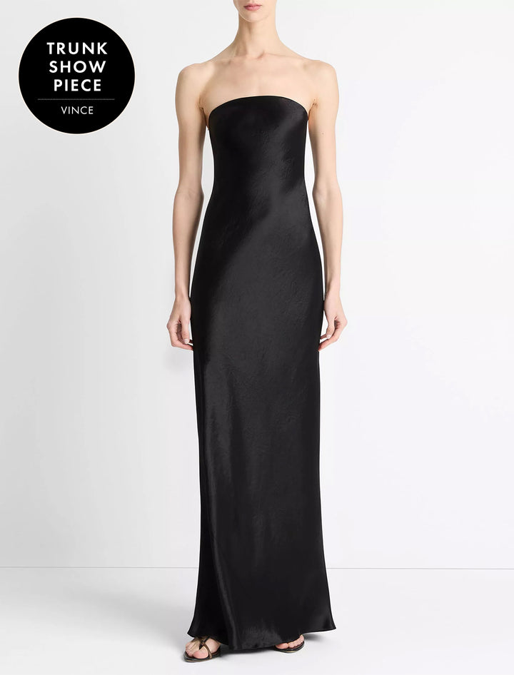 strapless maxi dress in black