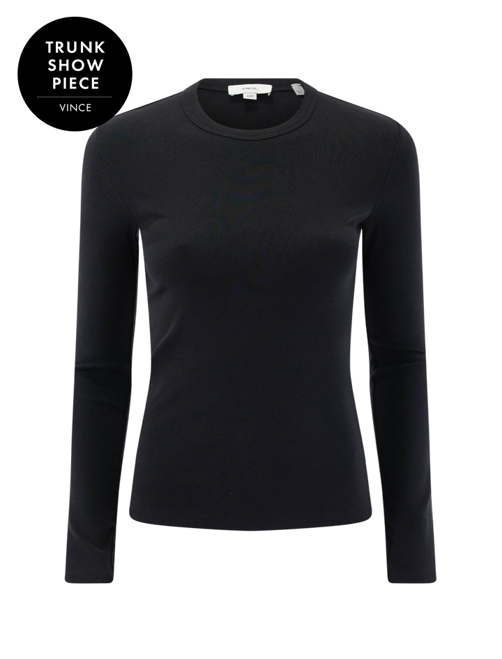 essential long sleeve crew in black