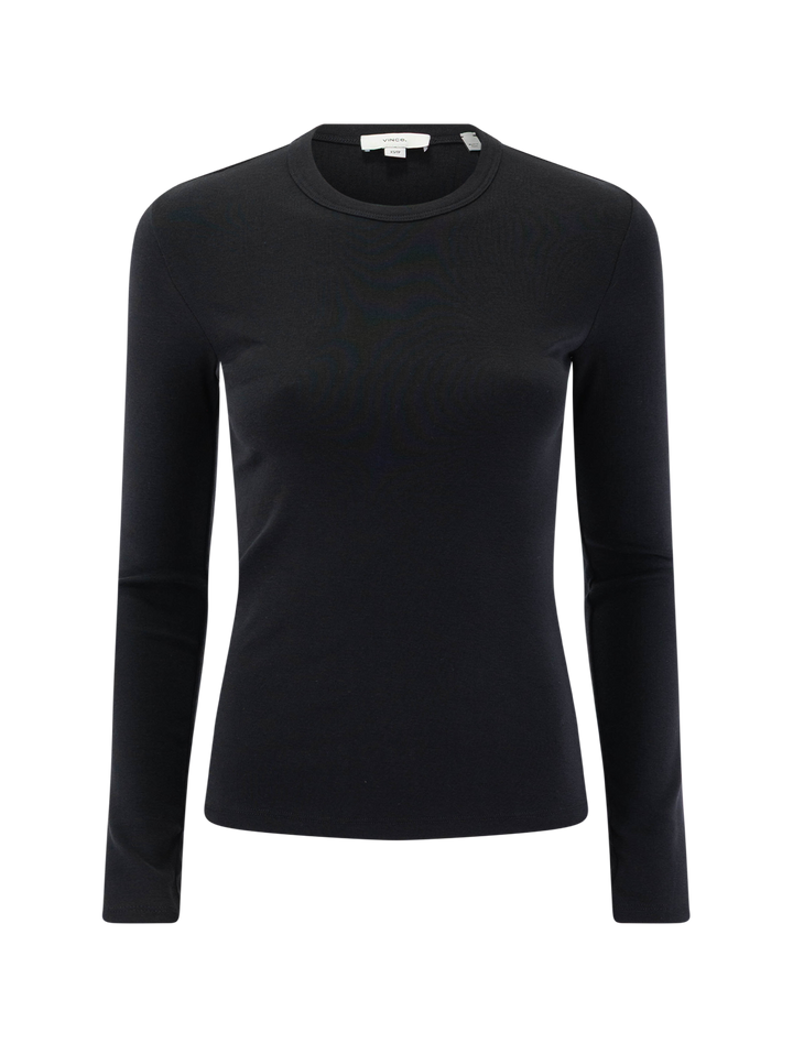 essential long sleeve crew in black