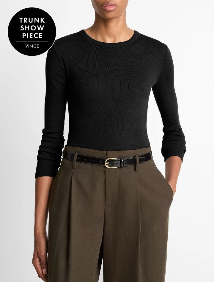 essential long sleeve crew in black