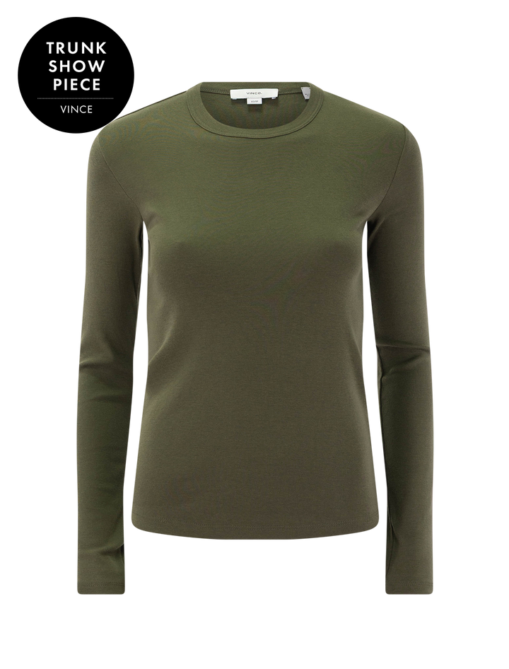 essential long sleeve crew in herb