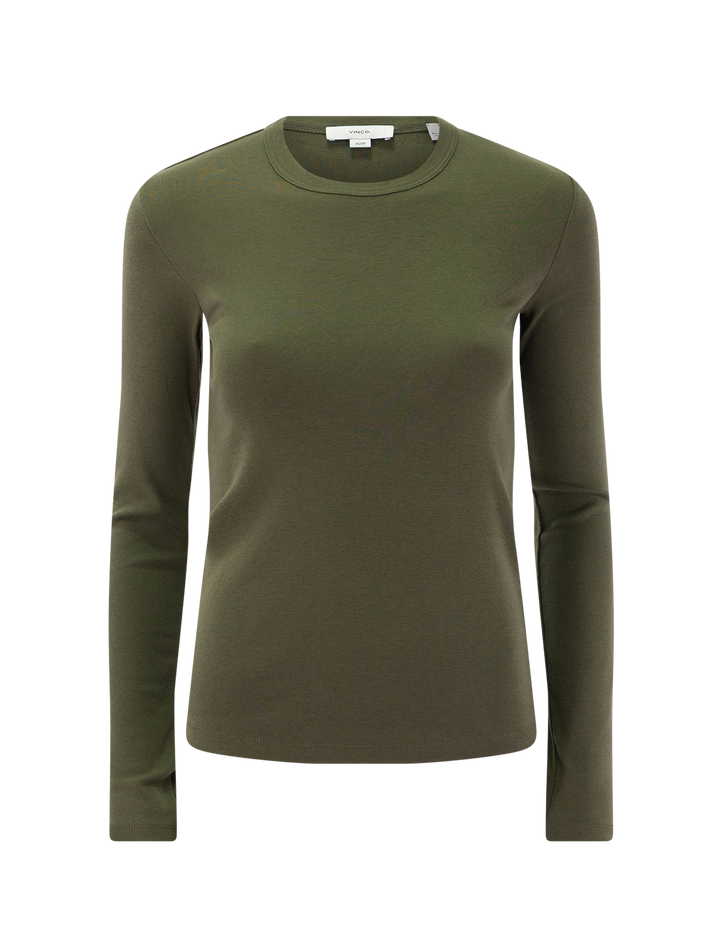 essential long sleeve crew in herb