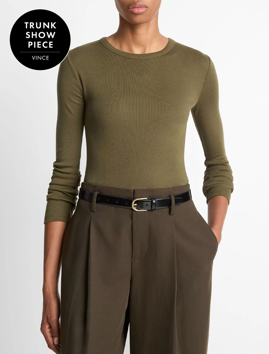 essential long sleeve crew in herb