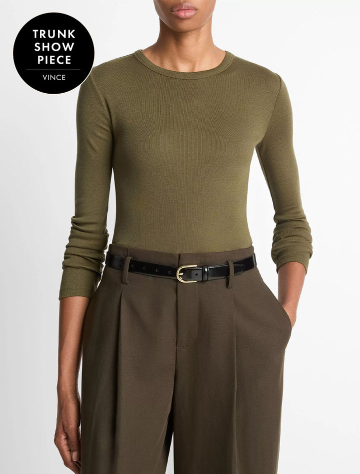 essential long sleeve crew in herb