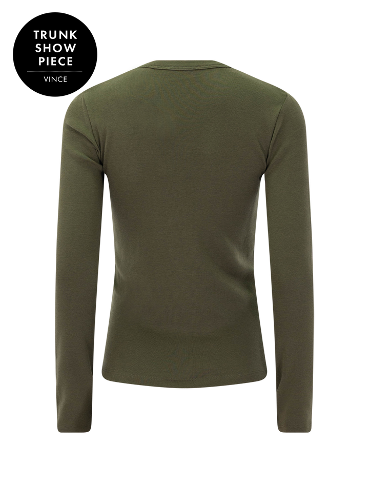 essential long sleeve crew in herb