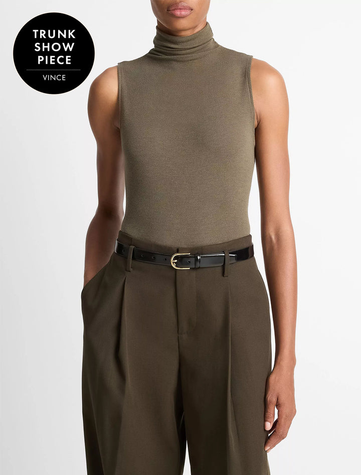 sleeveless turtleneck in cypress
