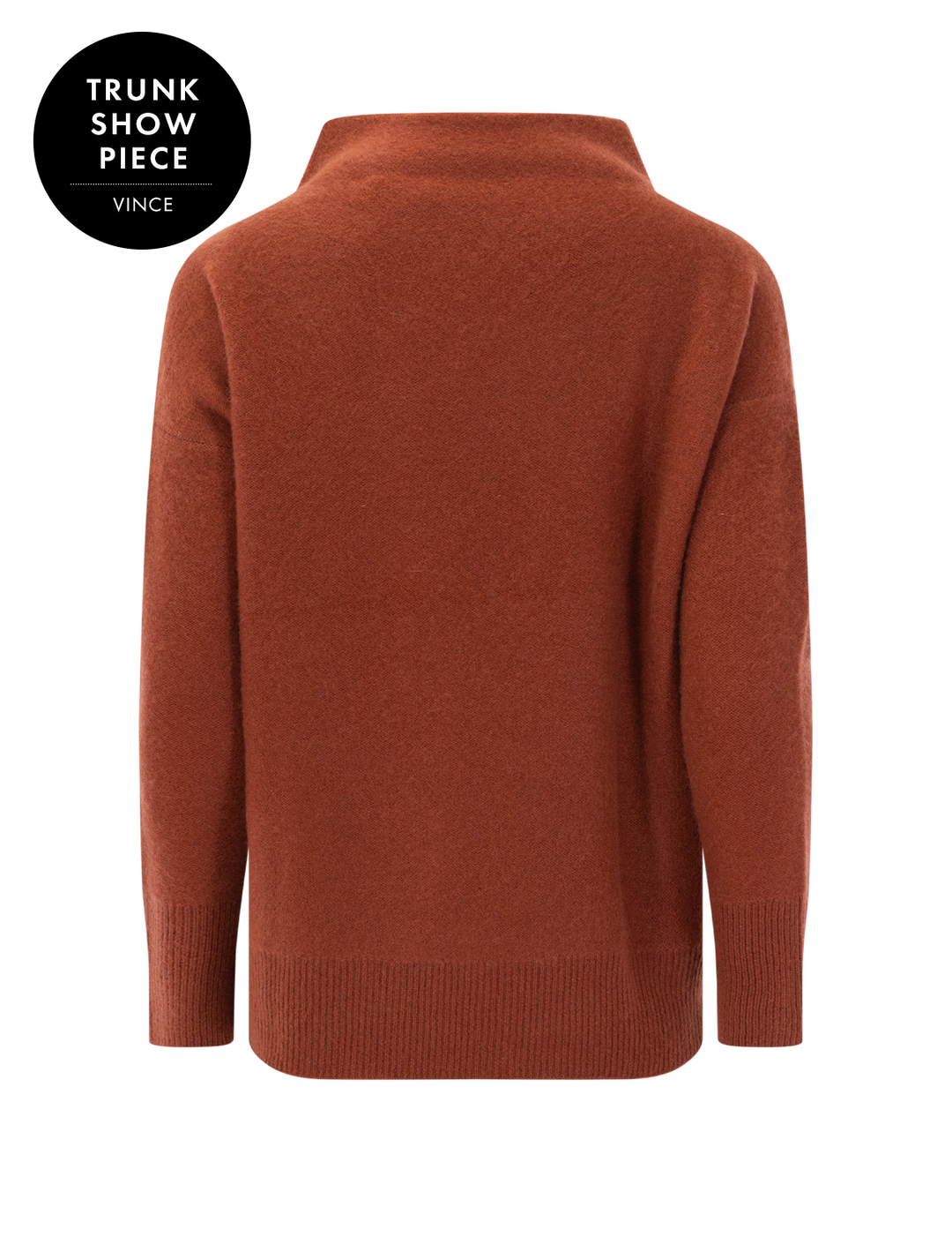 boiled funnel neck pullover in tuscan red