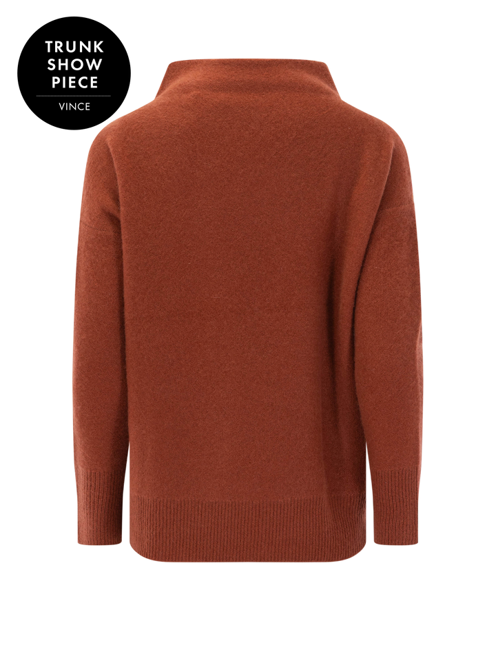 boiled funnel neck pullover in tuscan red