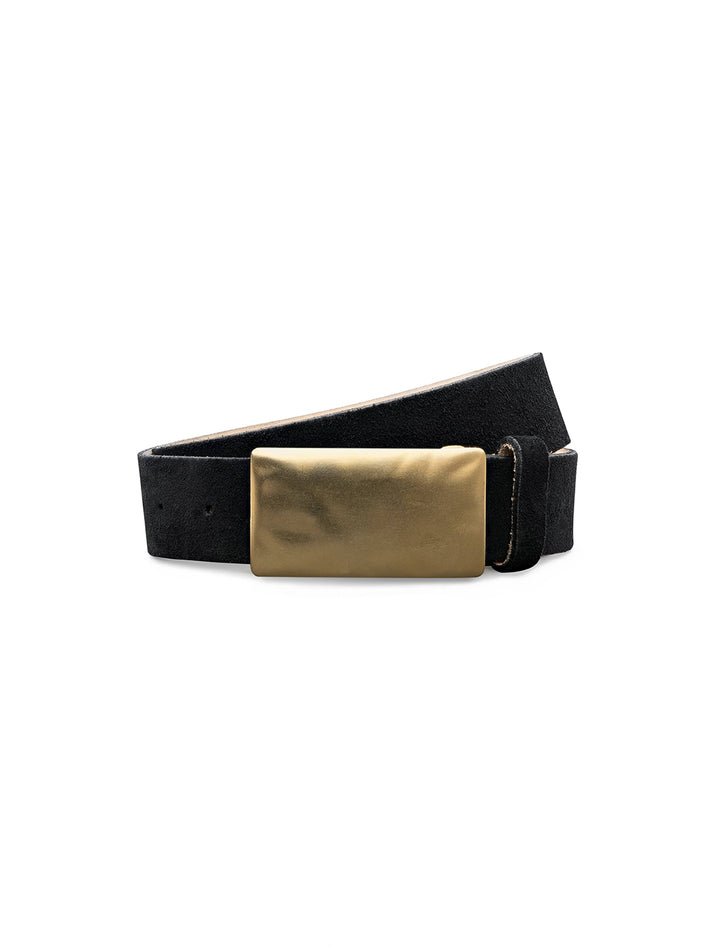 textured hammered belt in black