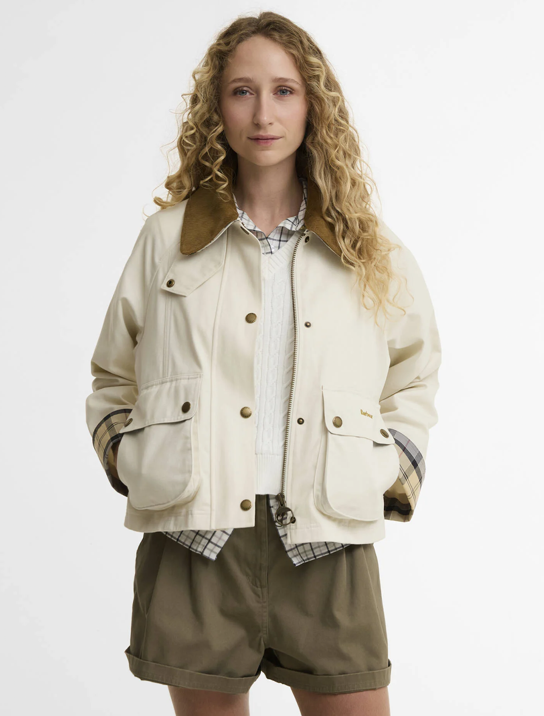 cropped beadnell casual jacket in light pearl